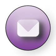 The image displays a close-up of an email icon with a purple background and a white envelope symbol, set against a darker background.
